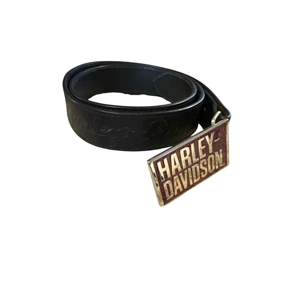 Harley Davidson Womens #99513 08VW Leather Black Belt & Pink Buckle # 97722-06VW